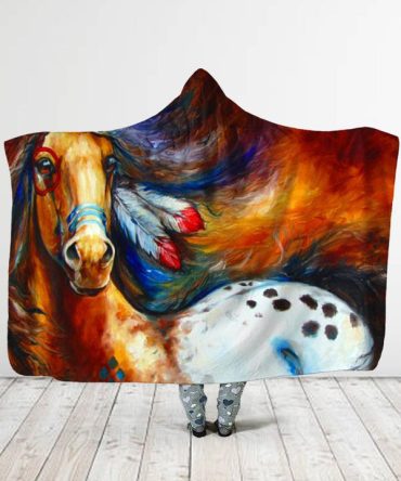 Native Horse Hooded Blanket