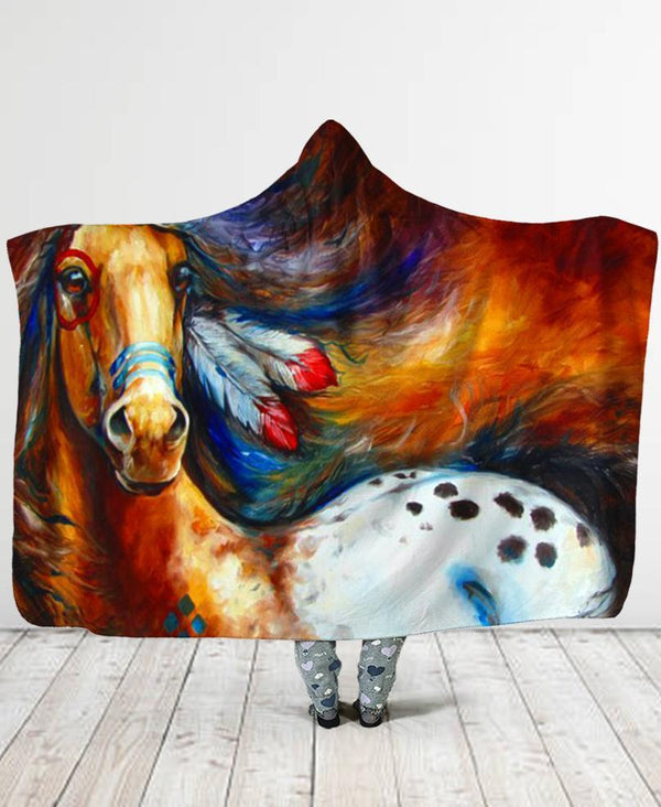 Native Horse Hooded Blanket