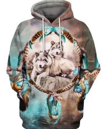 Native Lovely Wolf 3D Hoodie