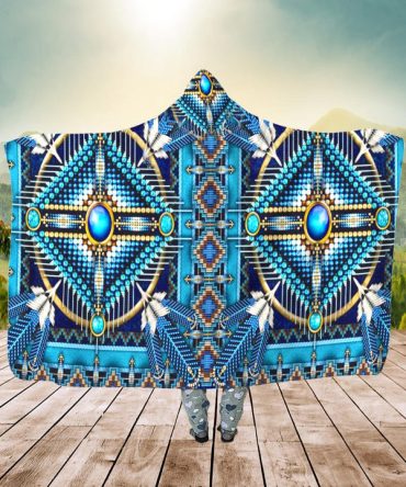 Native Mandala Blue Hooded Blanket