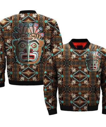 Native Mandala Brown Bomber Jacket