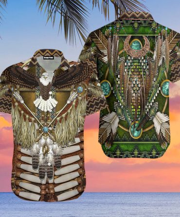 Native Pattern Aloha Hawaiian Shirt Green