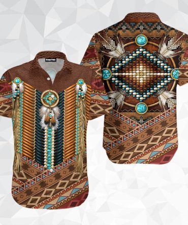 Native American Indian Pattern Aloha Hawaiian Shirts For Men