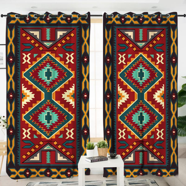 Native Red Yellow Native American Living Room Curtain - Image 3