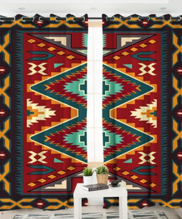 Native Red Yellow Native American Living Room Curtain