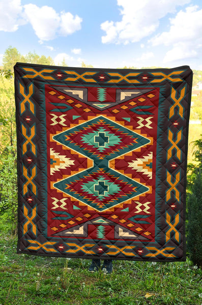 Native Red Yellow Native American Premium Quilt - Image 3