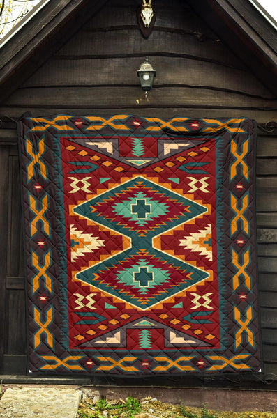 Native Red Yellow Native American Premium Quilt - Image 4