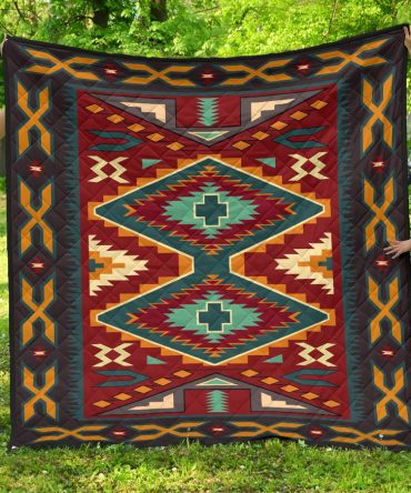Native Red Yellow Native American Premium Quilt