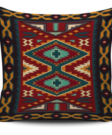 Native Red Yellow Pattern Native American Pillow Cover