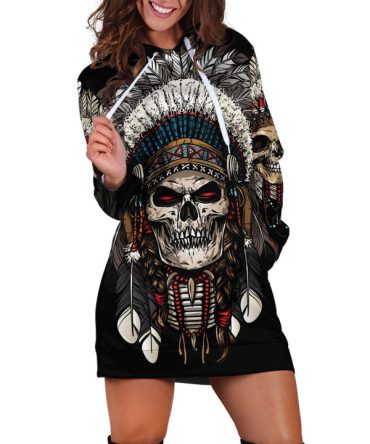 Native American Skull Chief Hoodie Dress