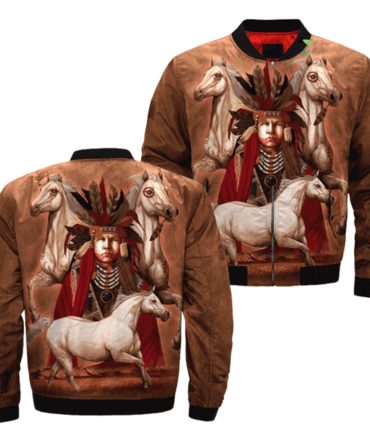Native Stories Of Horse Origins Native Bomber Jacket