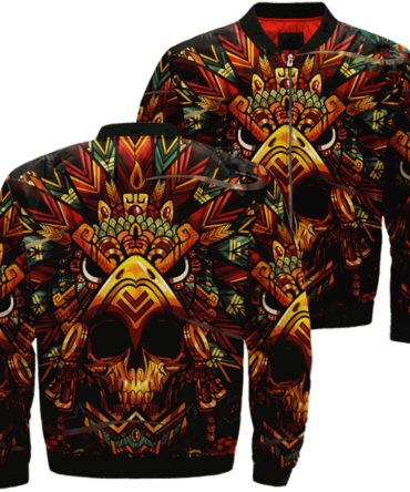 Native Warrior Skull Over Print Jacket