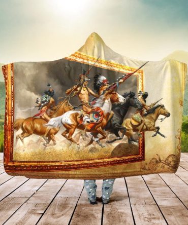 Native Warriors Art Hooded Blanket
