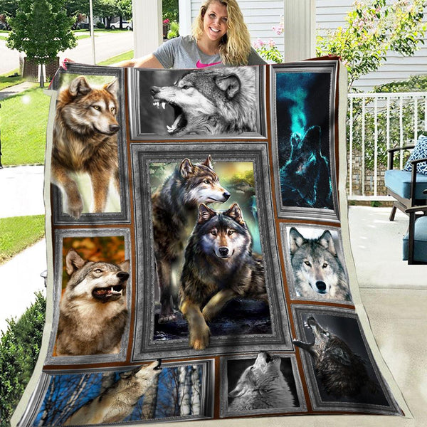 Native Wolf Flock Fleece Blanket - Image 3