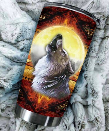 Native Wolf Pattern Tumbler