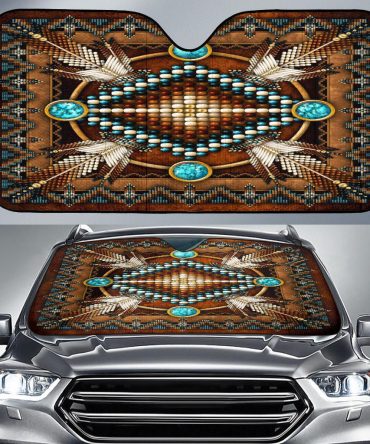 Naumaddic Arts Brown Native American Design Auto Sun Shades no link