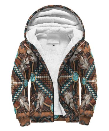Naumaddic Arts Brown Native American Sherpa Hoodie