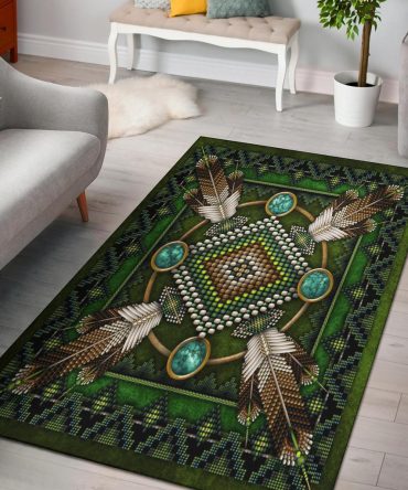 Naumaddic Arts Green Native American Design Area Rug no link