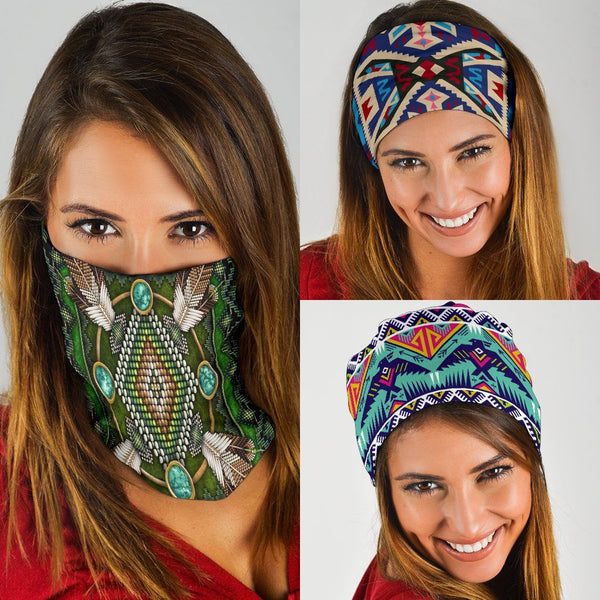 Naumaddic Arts Green Native American Design Bandana 3-Pack - Image 4