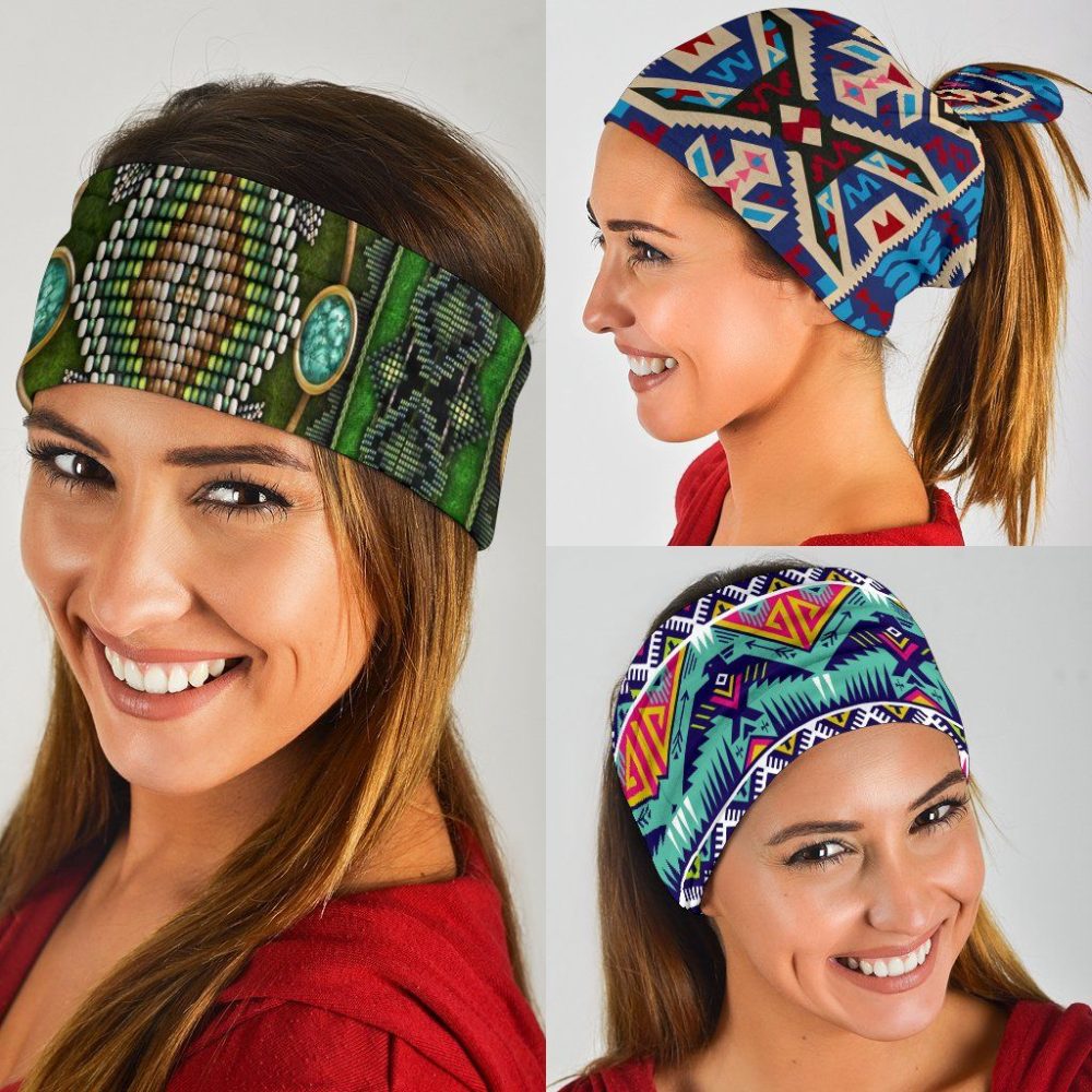 Naumaddic Arts Green Native American Design Bandana 3-Pack
