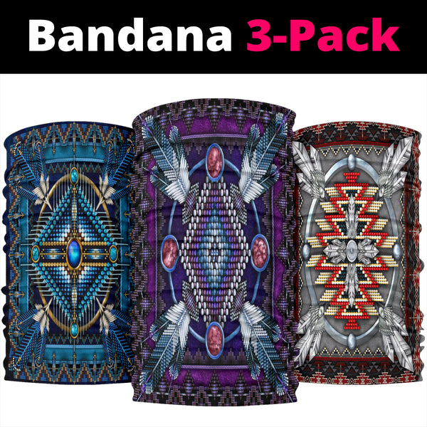 Naumaddic Arts Purple Native American Bandana 3-Pack - Image 2