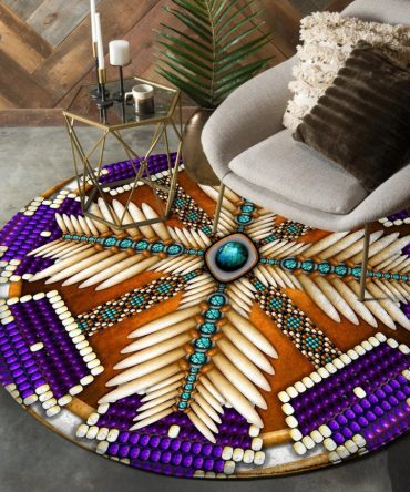 Naumaddic Arts Purple Native American Design Round Carpet