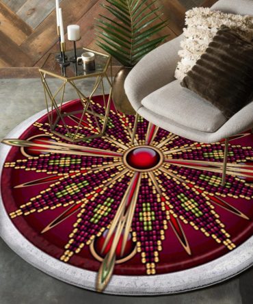 Naumaddic Arts Red Stone Native American Design Round Carpet