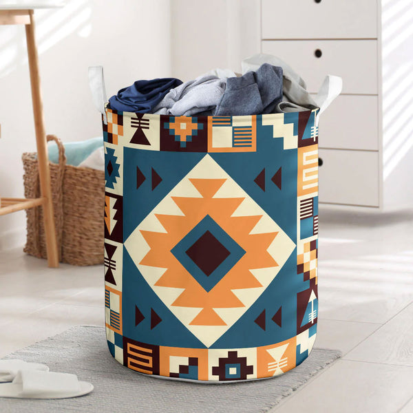 Navy Arrow Pattern Laundry Basket