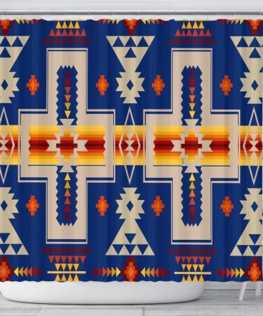 Navy Native Tribes Pattern Native American Shower Curtain