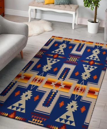 Navy Tribe Design Native American Area Rug
