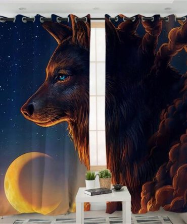 Night Guardian Wolf Could Native American Design Window Living Room Curtain