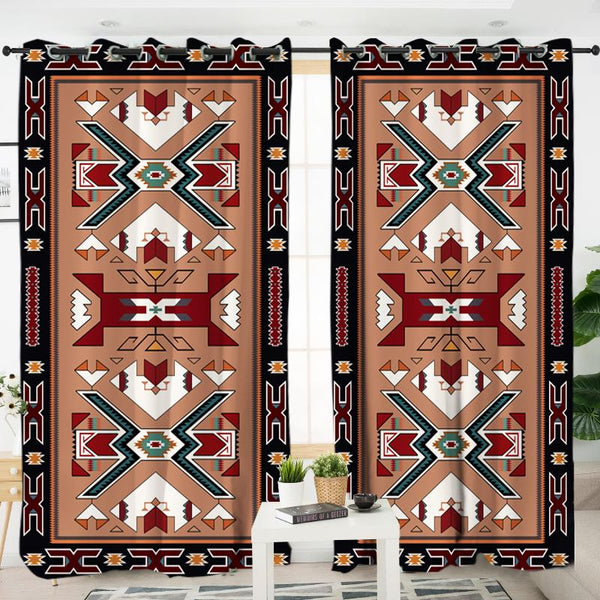 Orange Geometric Native American Living Room Curtain - Image 3