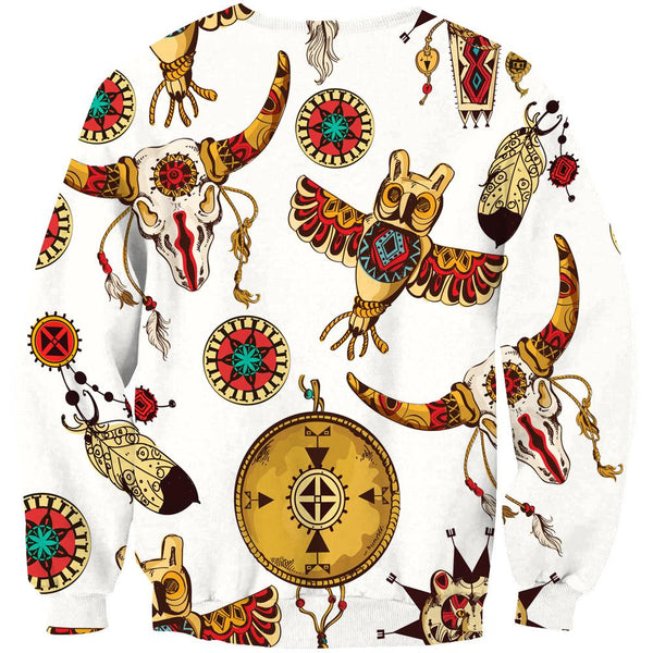 Owl Bison Pattern Native American 3D Sweatshirt - Image 3