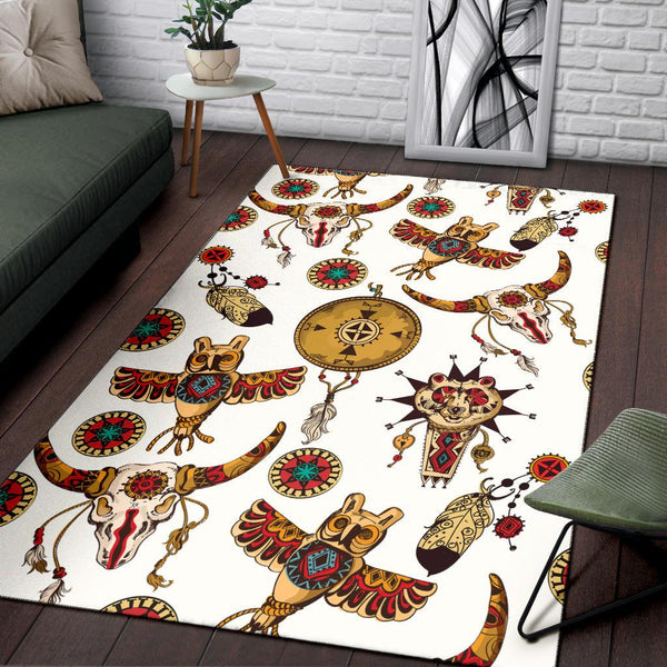 Owl Bison Pattern Native American Area Rug - Image 4