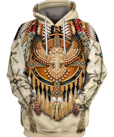 Pale Owl Pattern 3D Hoodie