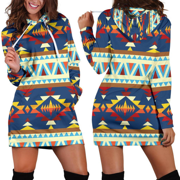 Pattern Geometric Native American Hoodie Dress - Image 2