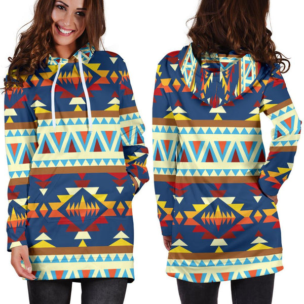 Pattern Geometric Native American Hoodie Dress - Image 3