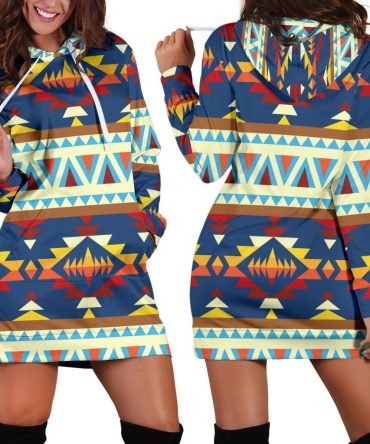 Pattern Geometric Native American Hoodie Dress