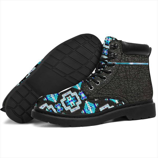 Pattern Neon Blue Feather All Season Boots - Image 3