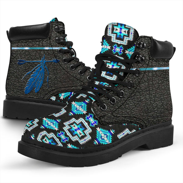 Pattern Neon Blue Feather All Season Boots - Image 4