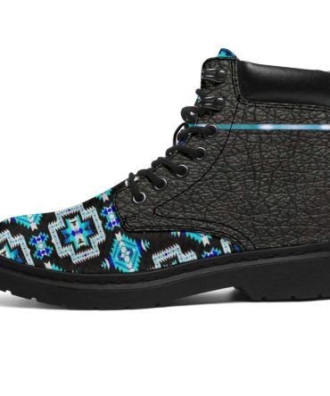 Pattern Neon Blue Feather All Season Boots