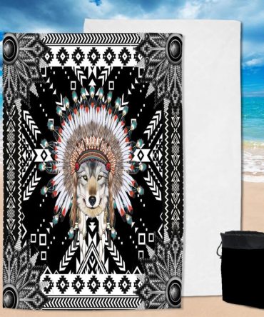 Black Wolf Tribe Native Pool Beach Towel