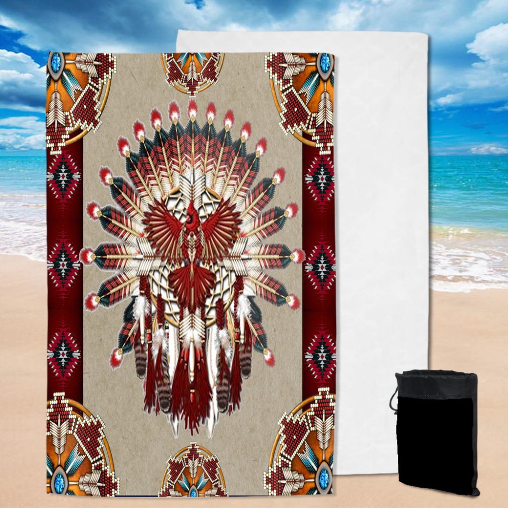 Mandala Red Thunderbird Native Pool Beach Towel
