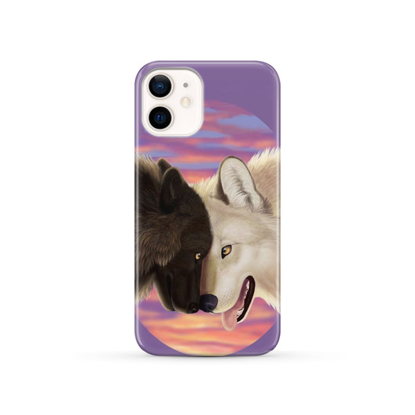 White & Black Couple Wolves Phone Case - Image 2