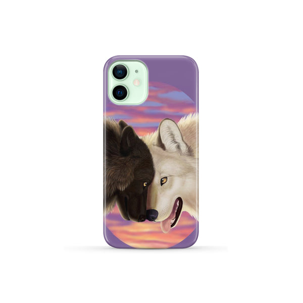 White & Black Couple Wolves Phone Case - Image 3