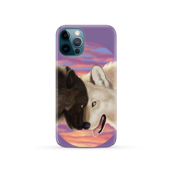 White & Black Couple Wolves Phone Case - Image 4