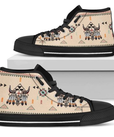 Pride Bison Native American Design High Top Canvas Shoes