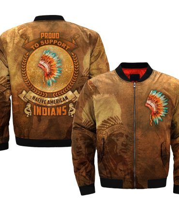 Proud To Support Native American Indians Bomber Jacket