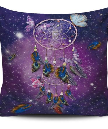 Purple Butterfly Galaxy Dreamcatcher Native American Pillow Covers