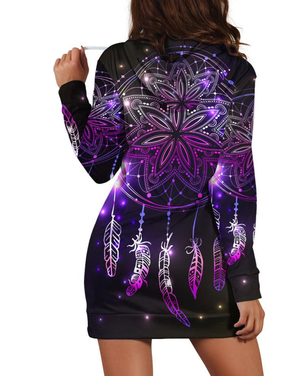 Native American Purple Dreamcatcher Hoodie Dress Indian - Image 2
